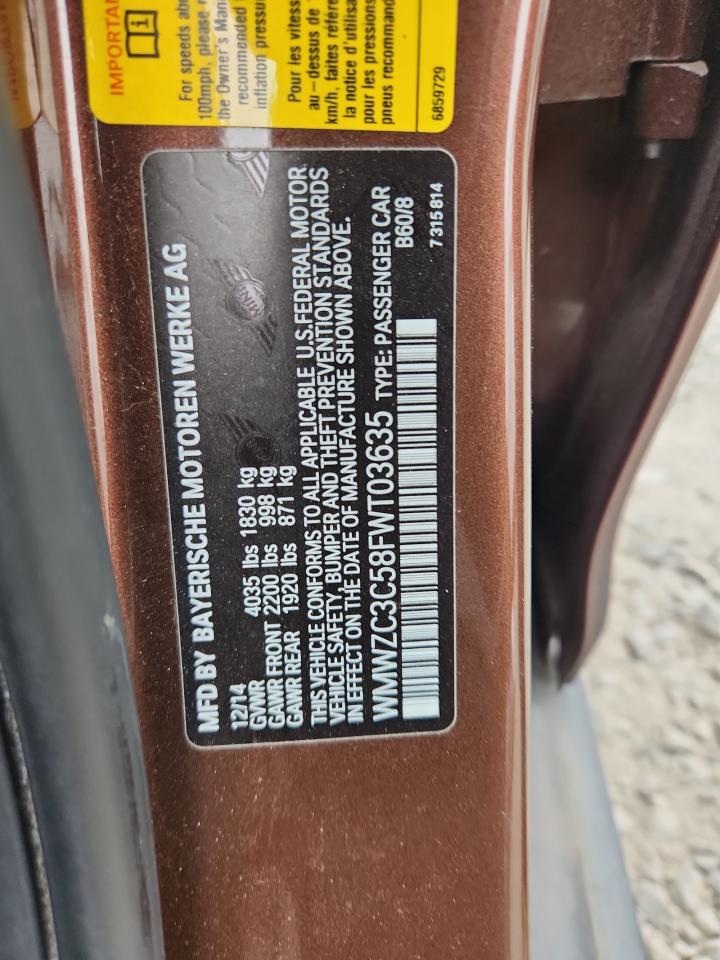 2015 Mini Cooper S Countryman VIN: WMWZC3C58FWT03635 Lot: 80699865