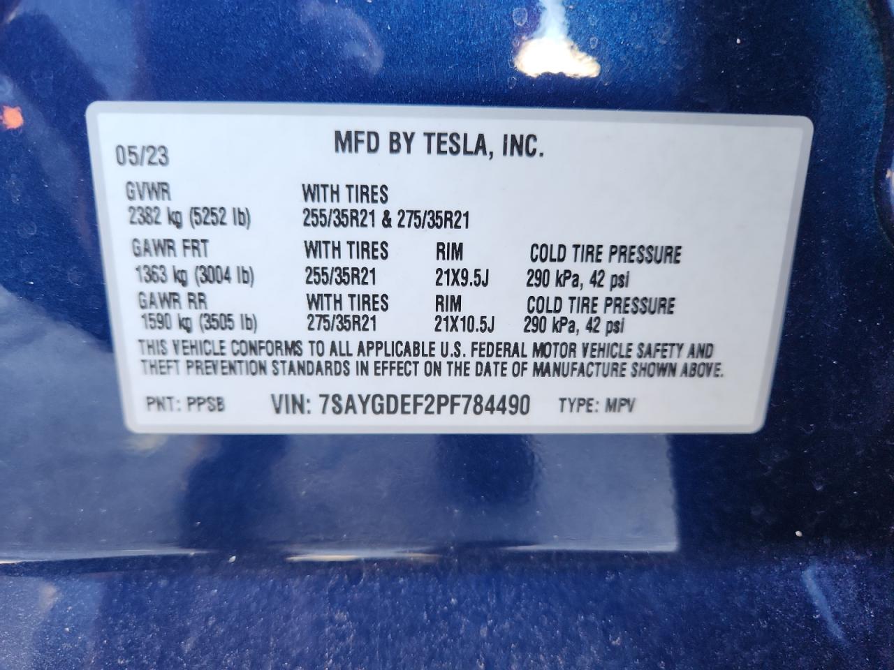 2023 Tesla Model Y VIN: 7SAYGDEF2PF784490 Lot: 80761225