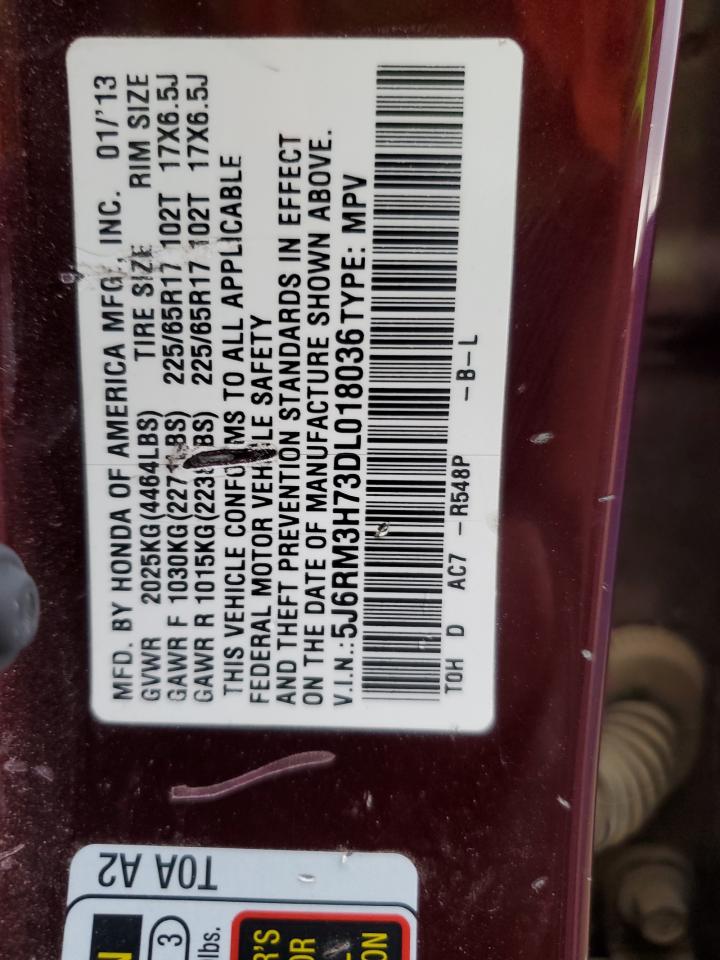 2013 Honda Cr-V Exl VIN: 5J6RM3H73DL018036 Lot: 81068265