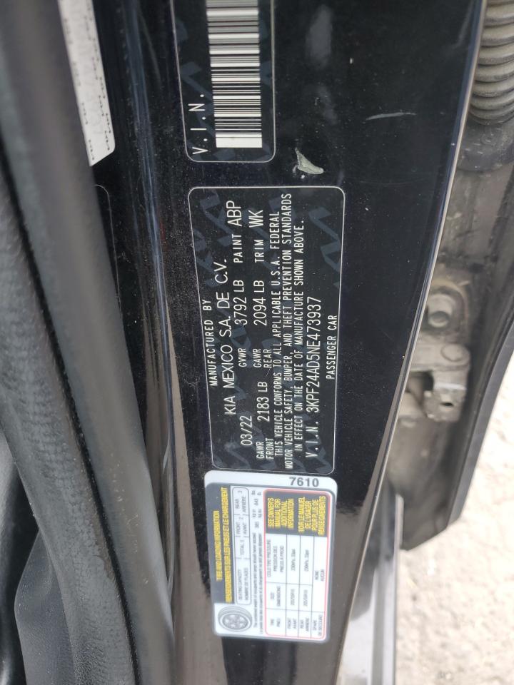 2022 Kia Forte Fe VIN: 3KPF24AD5NE473937 Lot: 72062185