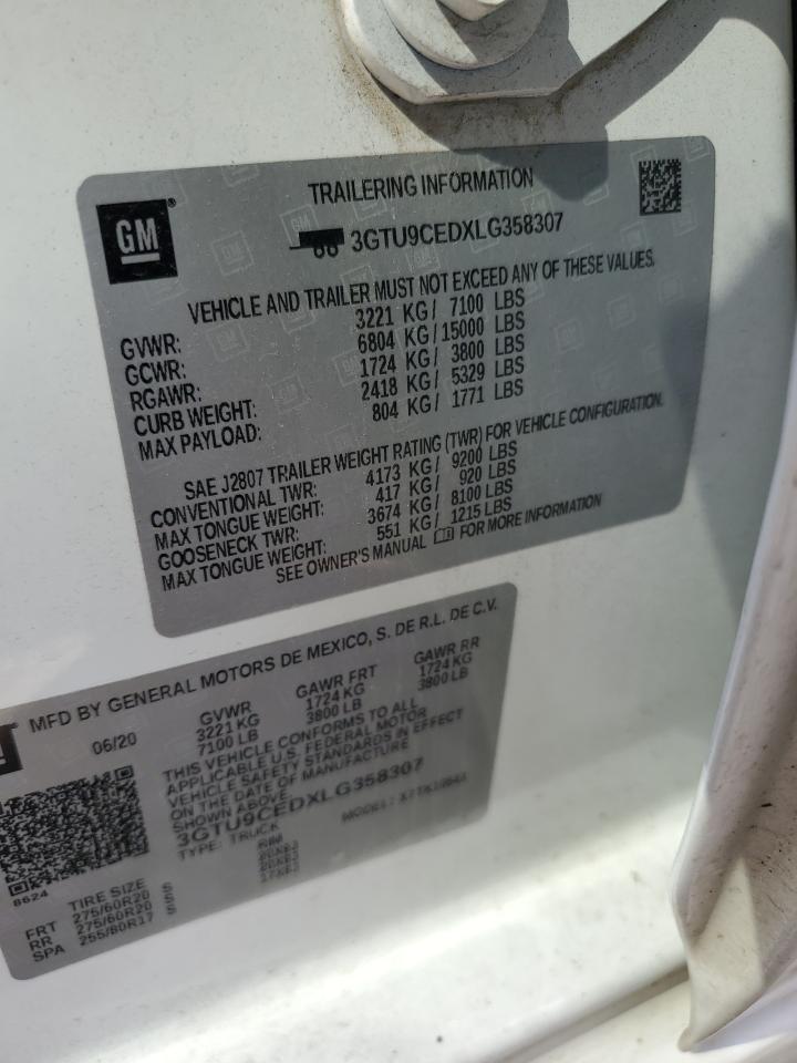 2020 GMC Sierra K1500 Elevation VIN: 3GTU9CEDXLG358307 Lot: 80698095