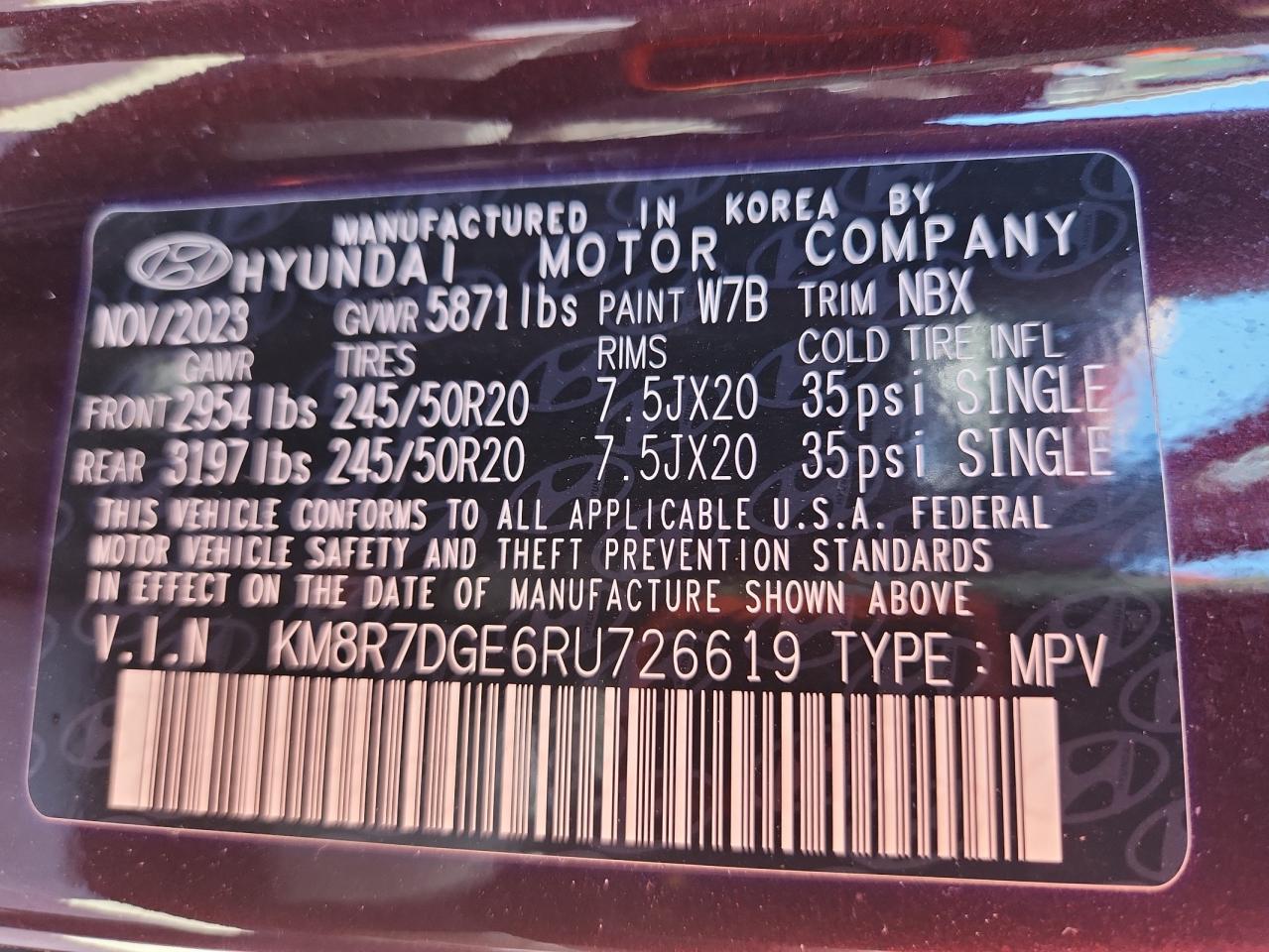 2024 Hyundai Palisade Calligraphy VIN: KM8R7DGE6RU726619 Lot: 71977655