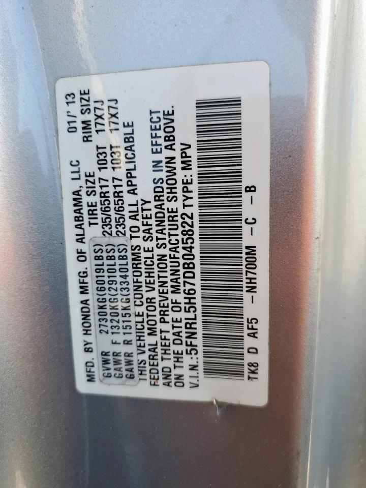 2013 Honda Odyssey Exl VIN: 5FNRL5H67DB045822 Lot: 71662715