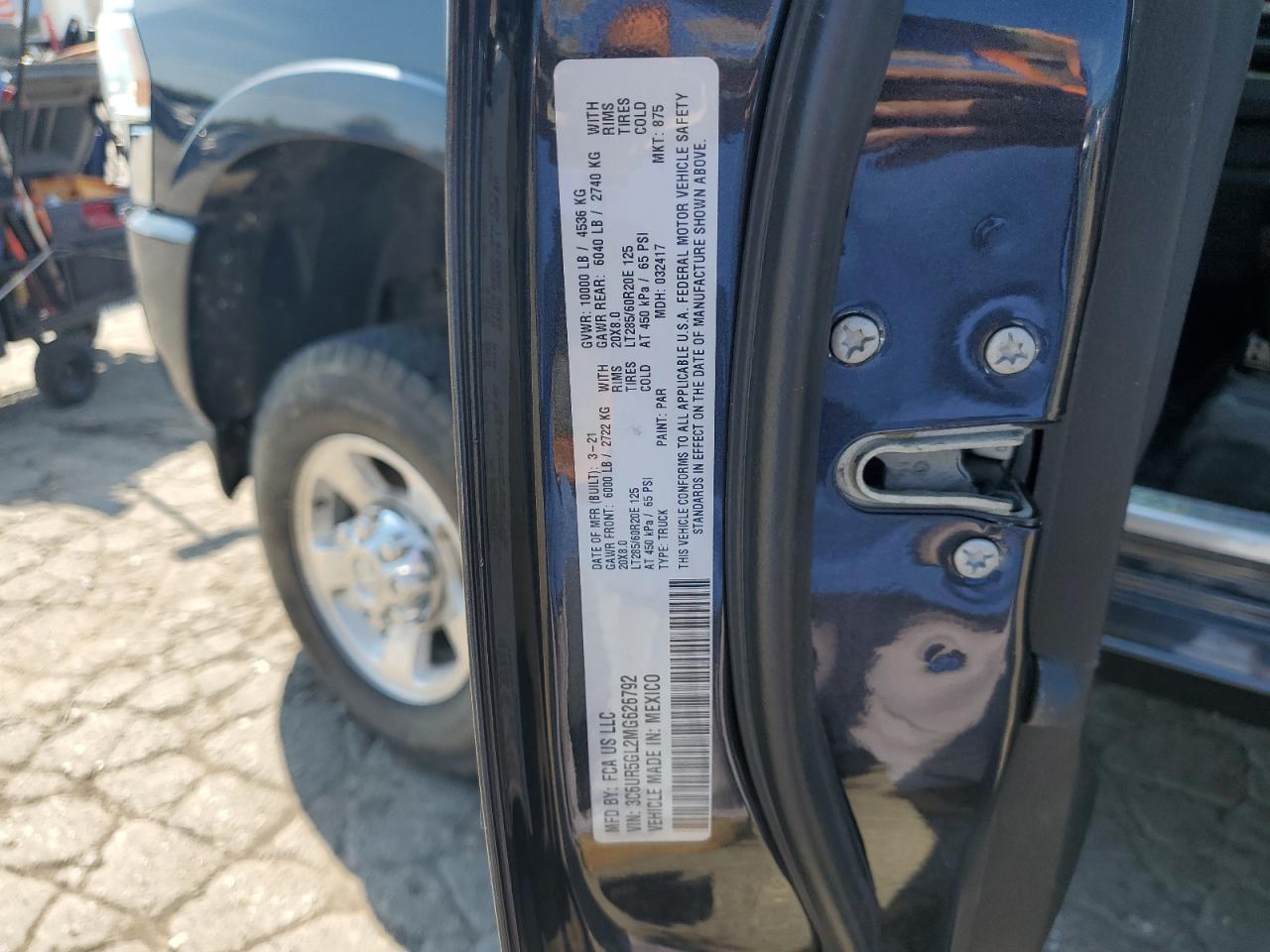 2021 Ram 2500 Longhorn VIN: 3C6UR5GL2MG626792 Lot: 70478175