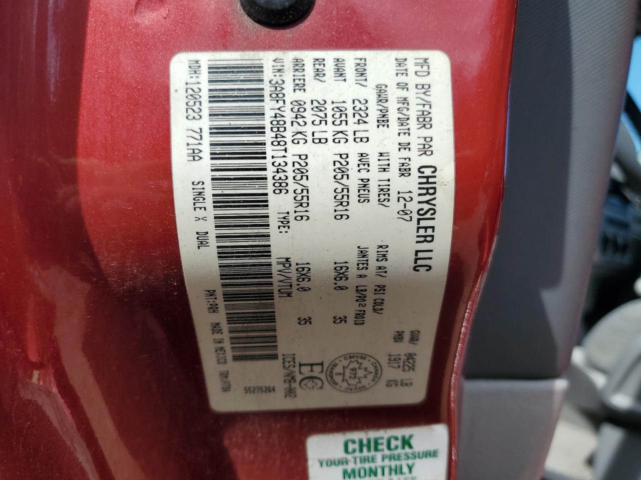 2008 Chrysler Pt Cruiser VIN: 3A8FY48B48T134386 Lot: 81201215