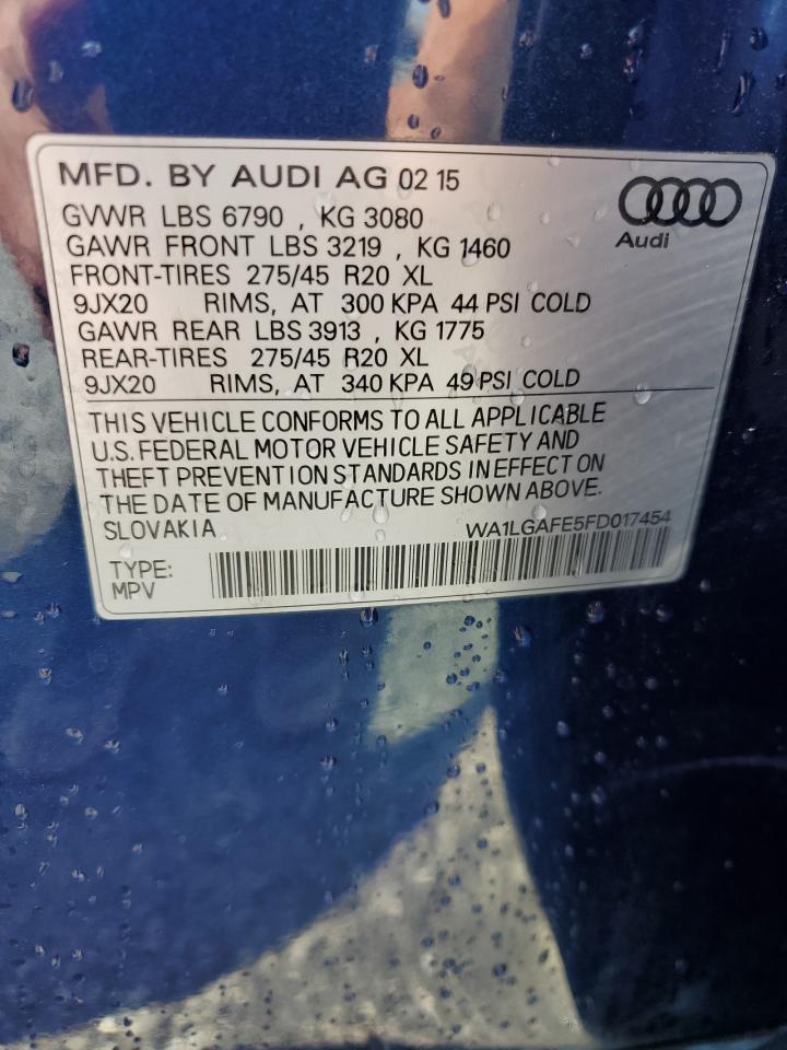 2015 Audi Q7 Premium Plus VIN: WA1LGAFE5FD017454 Lot: 83777855