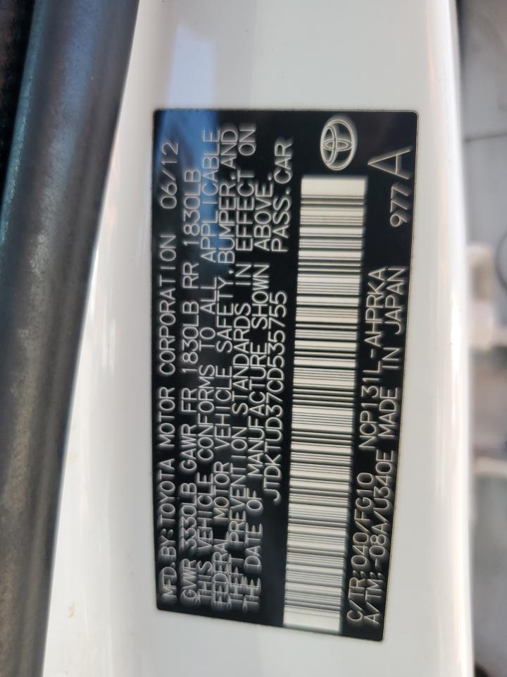 2012 Toyota Yaris VIN: JTDKTUD37CD535755 Lot: 80723255