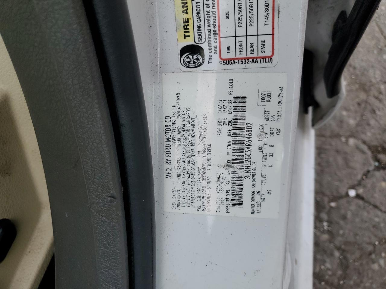 2010 Lincoln Mkz VIN: 3LNHL2GC5AR646802 Lot: 83932865