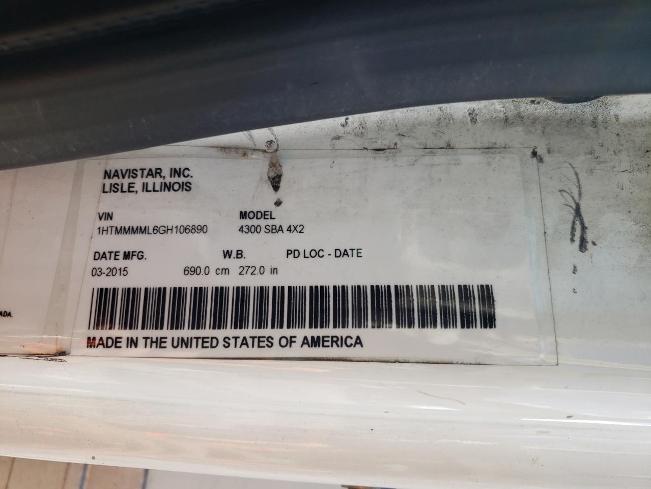 2016 International 4000 4300 VIN: 1HTMMMML6GH106890 Lot: 81095695