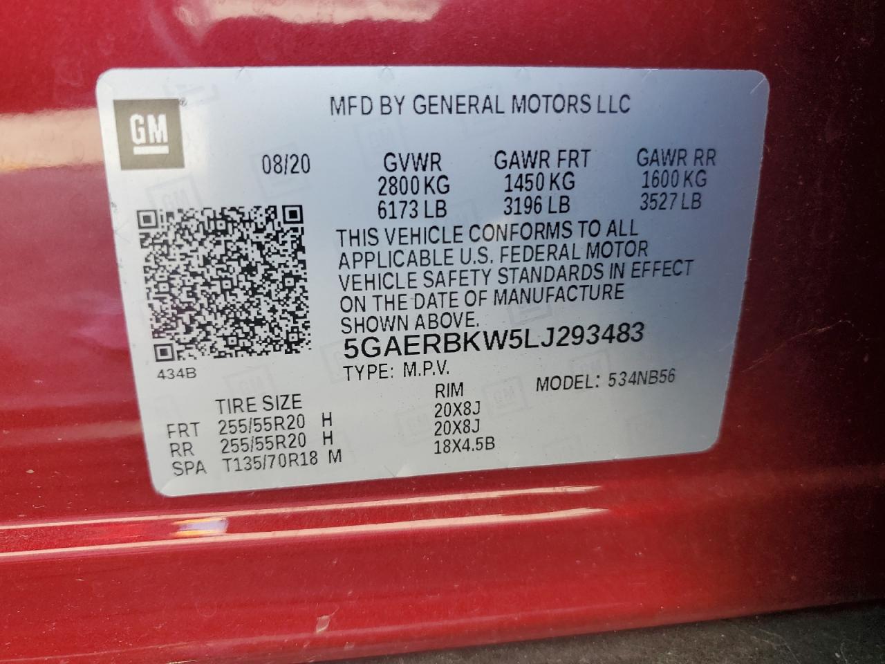 2020 Buick Enclave Essence VIN: 5GAERBKW5LJ293483 Lot: 80332615