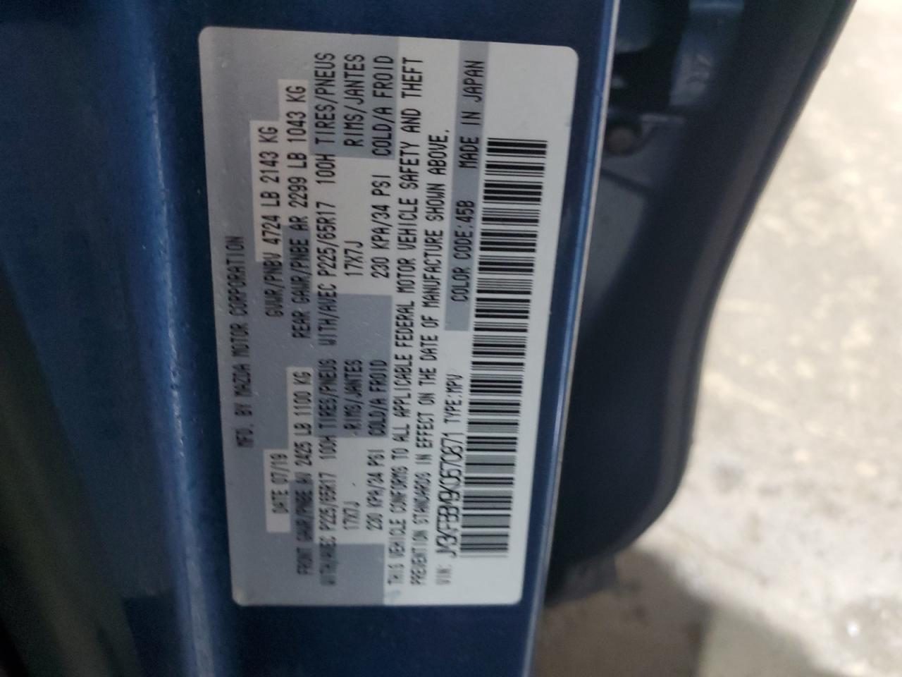 2019 Mazda Cx-5 Sport VIN: JM3KFBBM9K0670871 Lot: 84186235