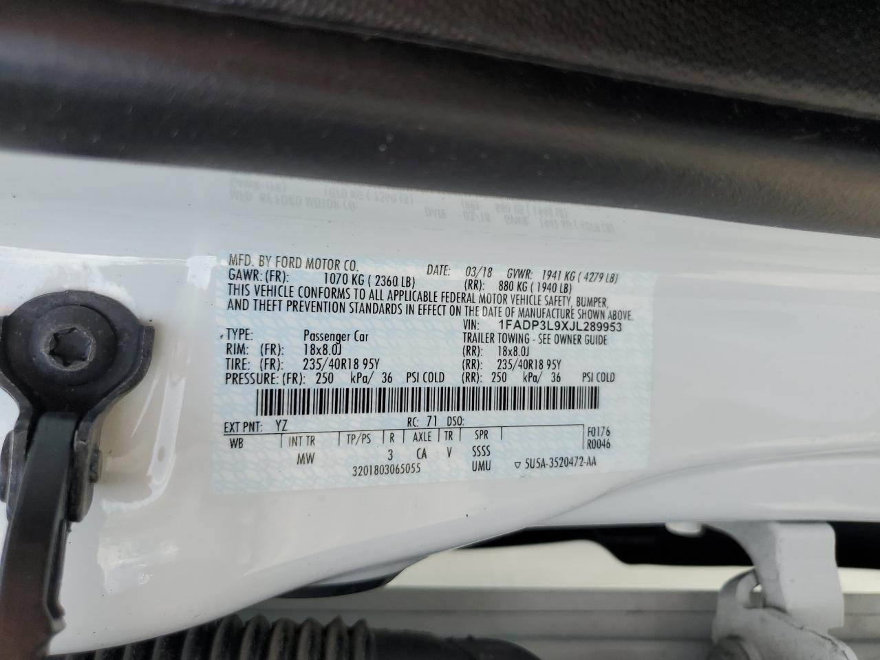 2018 Ford Focus St VIN: 1FADP3L9XJL289953 Lot: 81163545