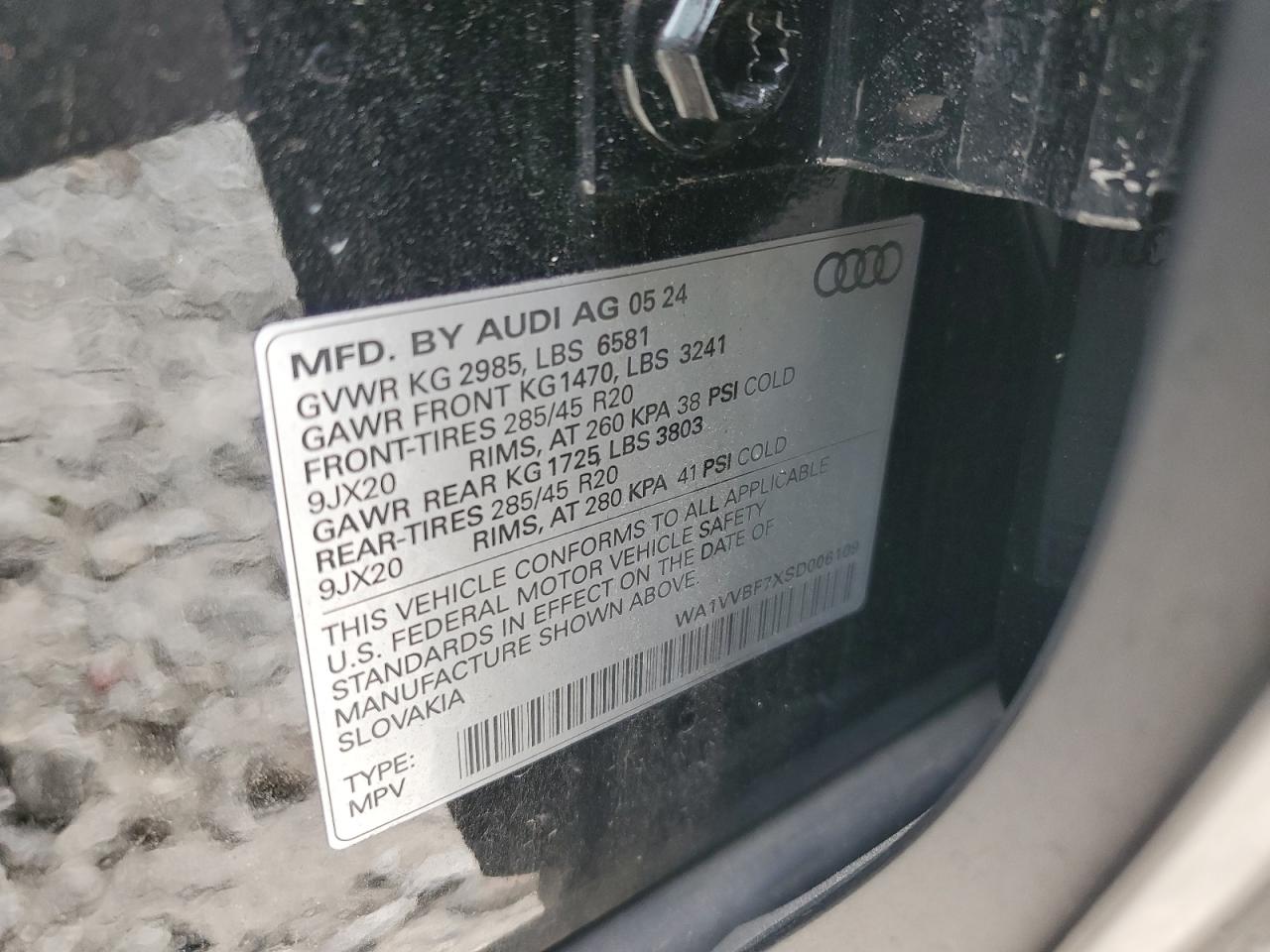 2025 Audi Q7 Prestige VIN: WA1VVBF7XSD006109 Lot: 80344785