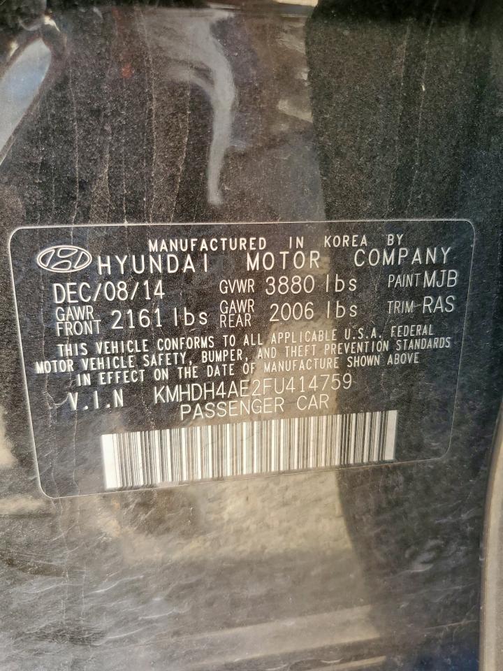 2015 Hyundai Elantra Se VIN: KMHDH4AE2FU414759 Lot: 81776945