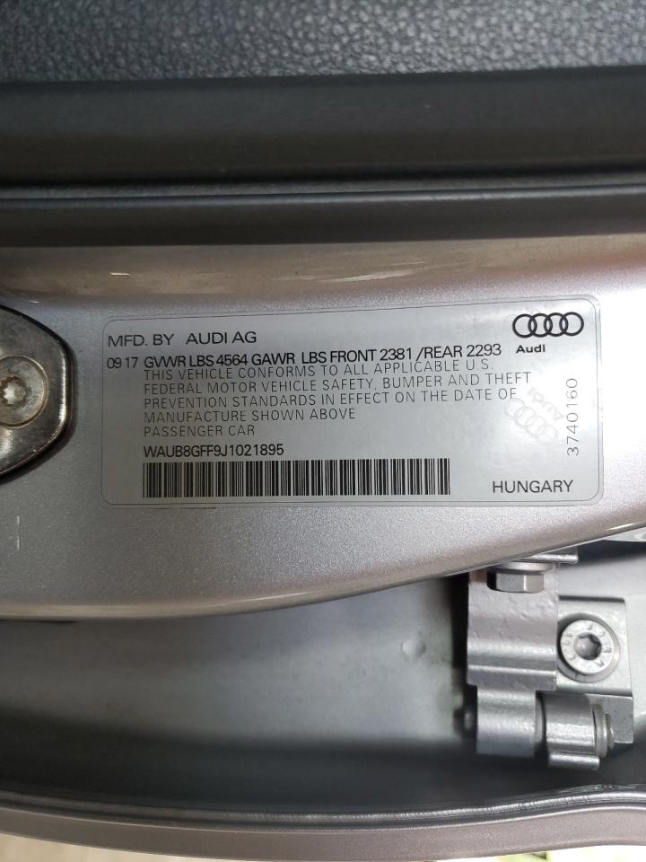 2018 Audi A3 Premium VIN: WAUB8GFF9J1021895 Lot: 80085665