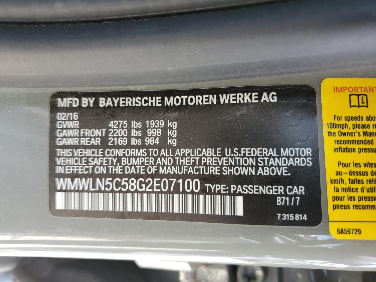 2016 Mini Cooper Clubman VIN: WMWLN5C58G2E07100 Lot: 81252155