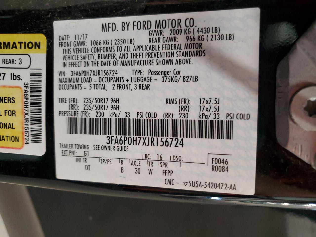 2018 Ford Fusion Se VIN: 3FA6P0H7XJR156724 Lot: 84618075