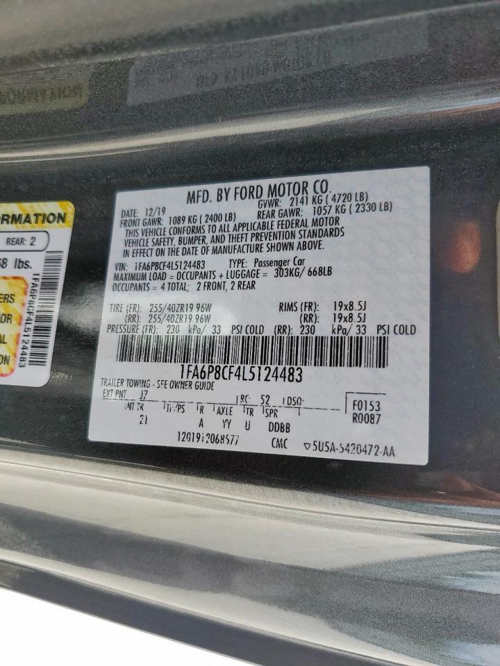 2020 Ford Mustang Gt VIN: 1FA6P8CF4L5124483 Lot: 80494385