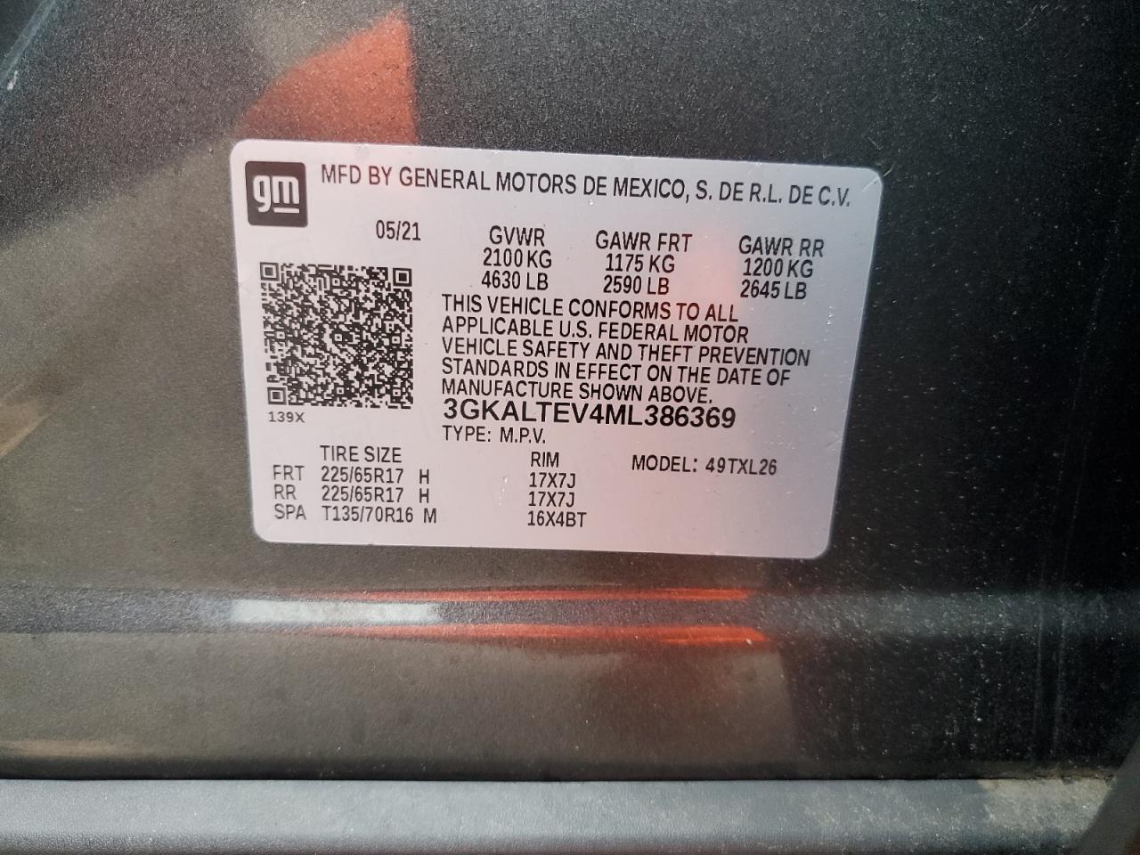 2021 GMC Terrain Sle VIN: 3GKALTEV4ML386369 Lot: 81737555