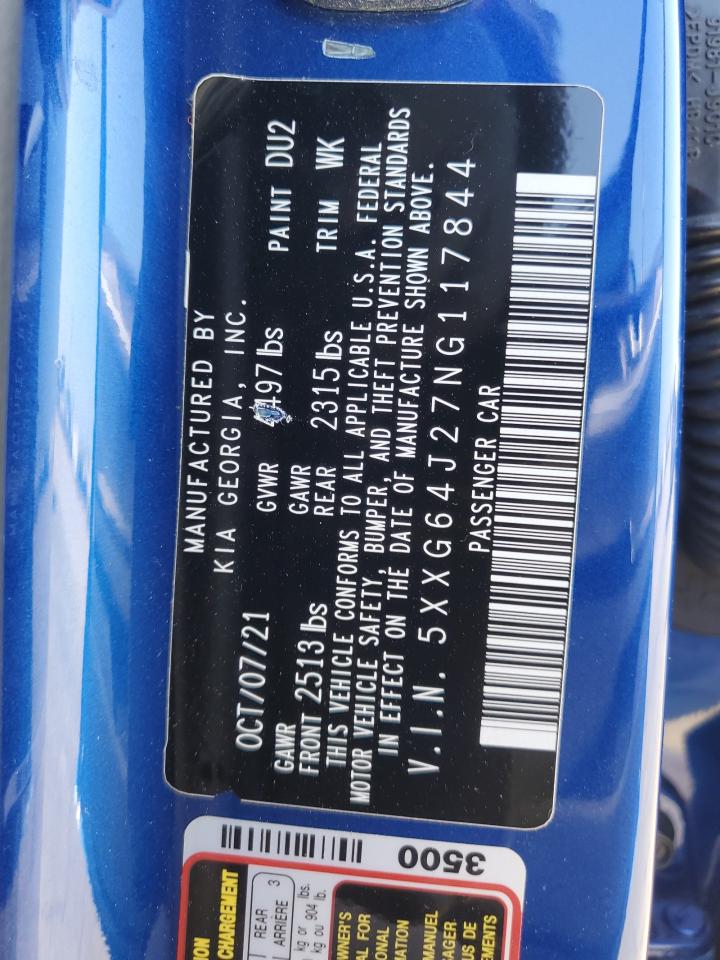 2022 Kia K5 Gt Line VIN: 5XXG64J27NG117844 Lot: 71921345