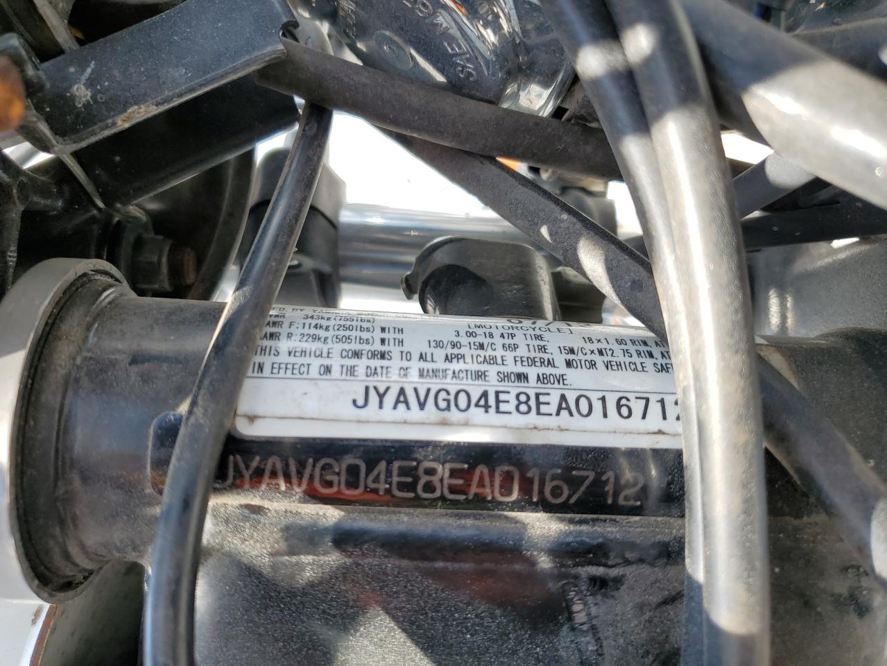 2014 Yamaha Xv250 VIN: JYAVG04E8EA016712 Lot: 71249135