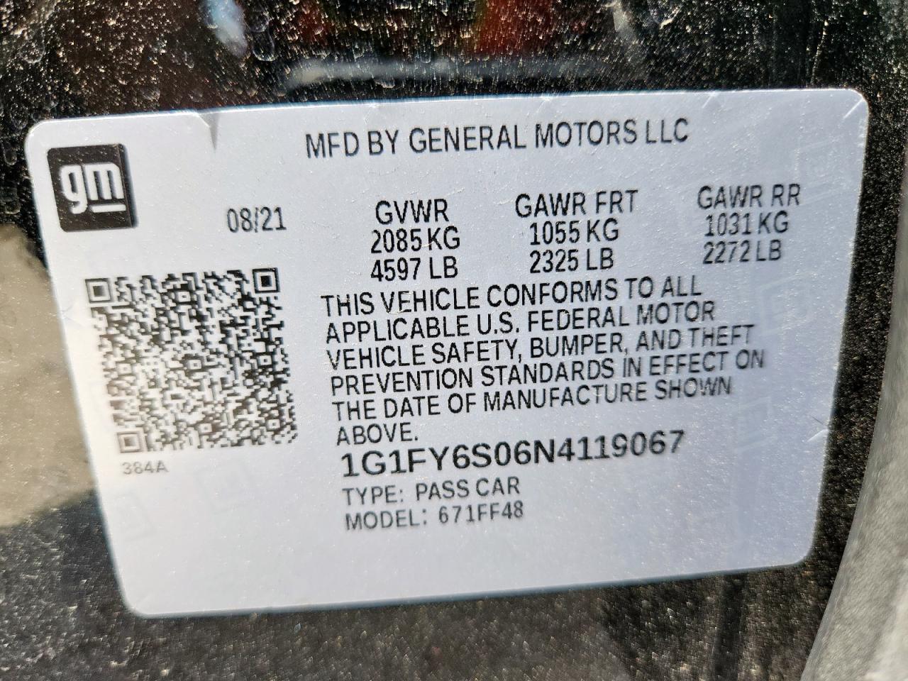 2022 Chevrolet Bolt Euv Lt VIN: 1G1FY6S06N4119067 Lot: 71508595