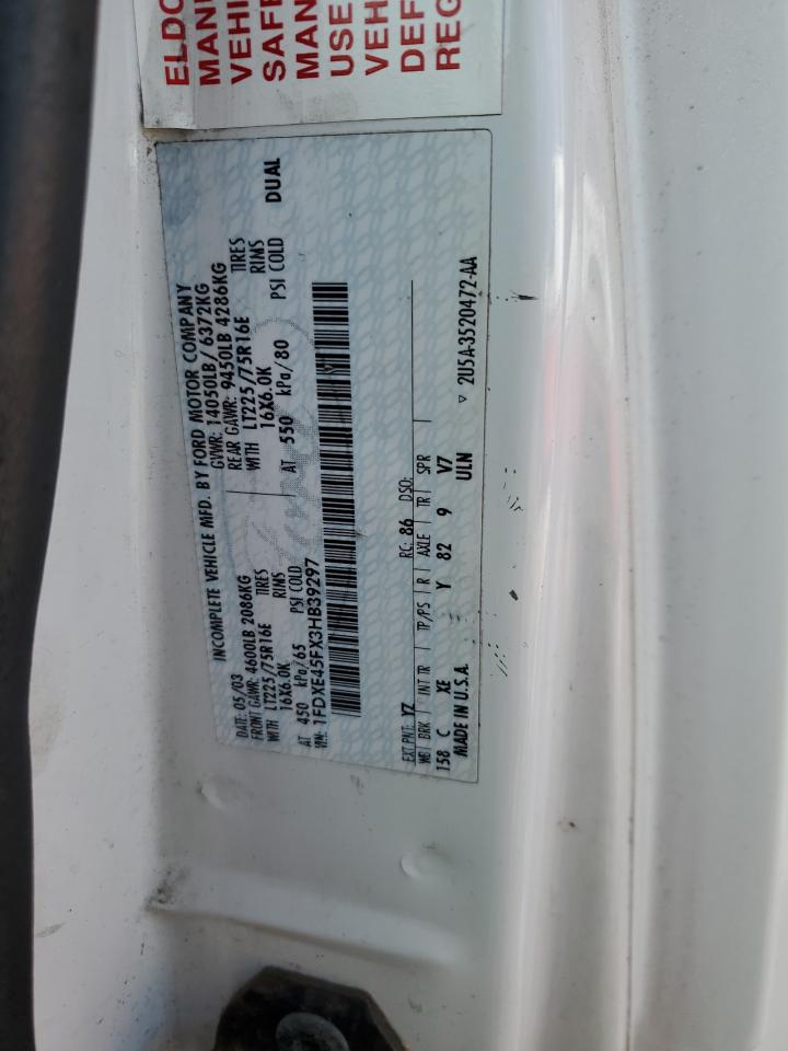 2003 Ford Econoline E450 Super Duty Cutaway Van VIN: 1FDXE45FX3HB39997 Lot: 70437695