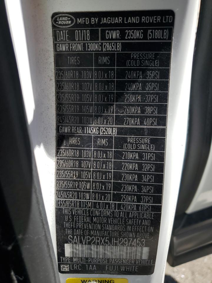 2018 Land Rover Range Rover Evoque Se VIN: SALVP2RX5JH297453 Lot: 82053665