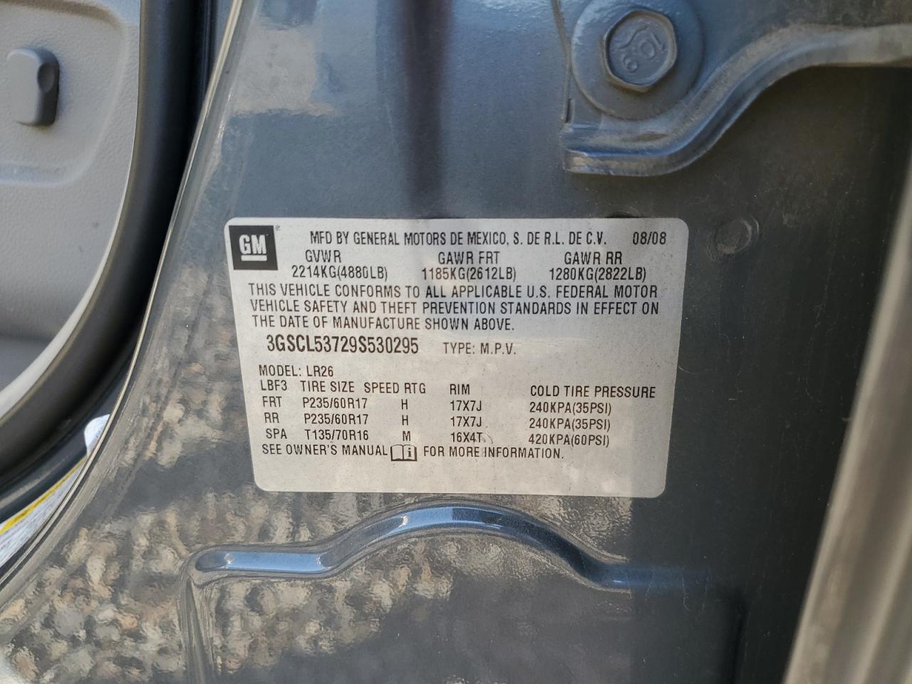 2009 Saturn Vue Xr VIN: 3GSCL53729S530295 Lot: 83751935