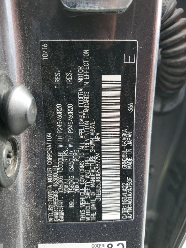 2016 Toyota 4Runner Sr5/Sr5 Premium VIN: JTEBU5JR0G5387794 Lot: 71216255