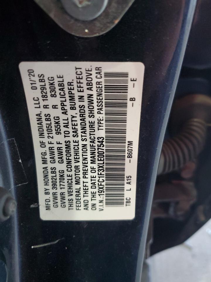 2020 Honda Civic Ex VIN: 19XFC1F3XLE007543 Lot: 81286865