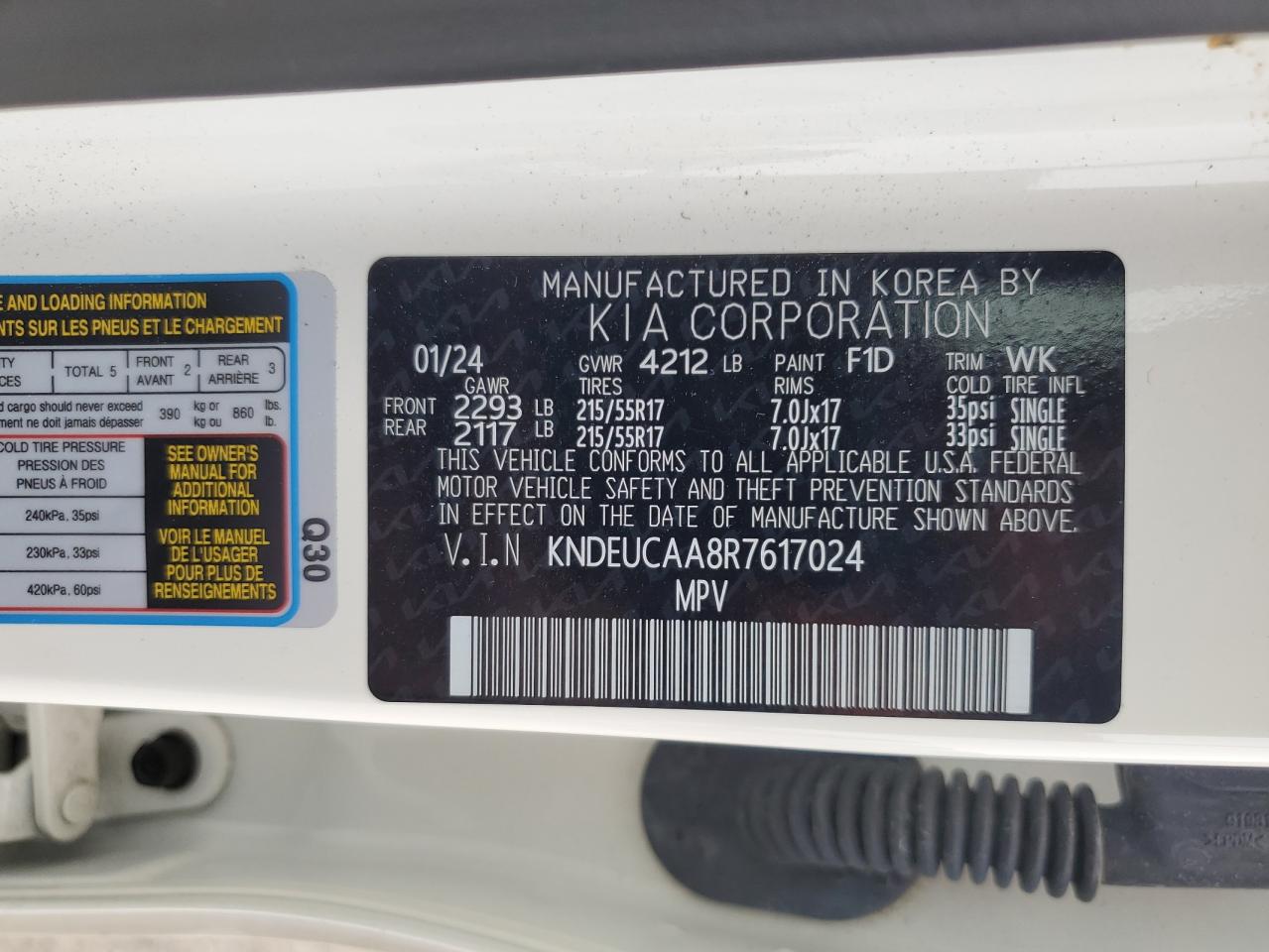 2024 Kia Seltos S VIN: KNDEUCAA8R7617024 Lot: 81779835