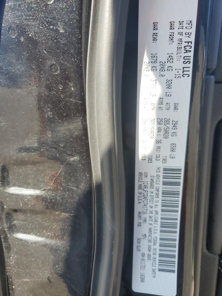 2015 Jeep Grand Cherokee Overland VIN: 1C4RJFCGXFC741716 Lot: 81087425