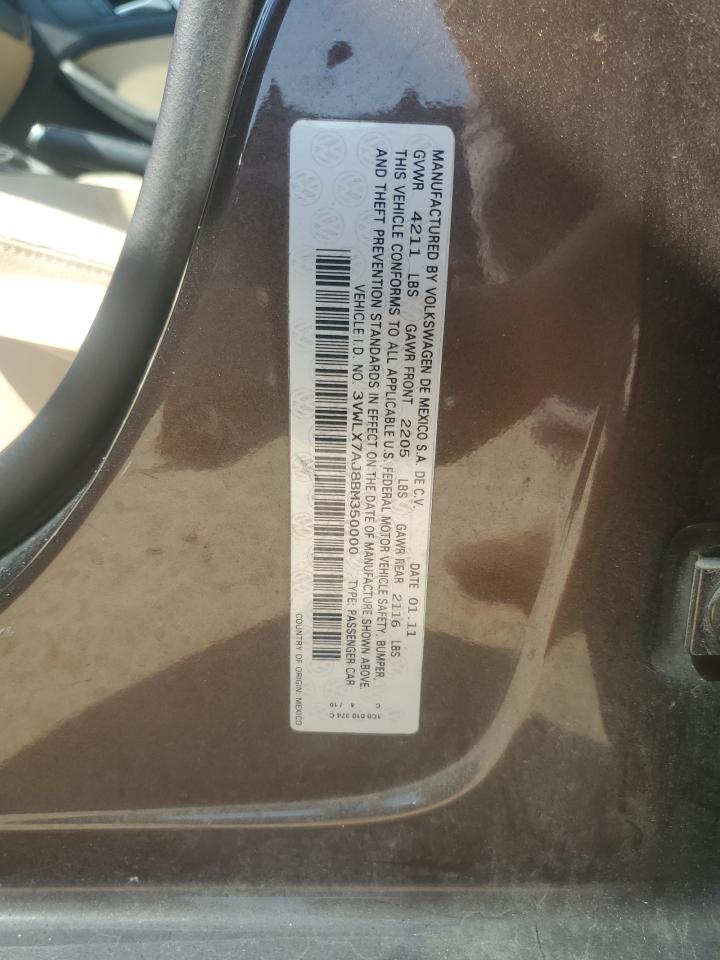 2011 Volkswagen Jetta Sel VIN: 3VWLX7AJ8BM350000 Lot: 81014835