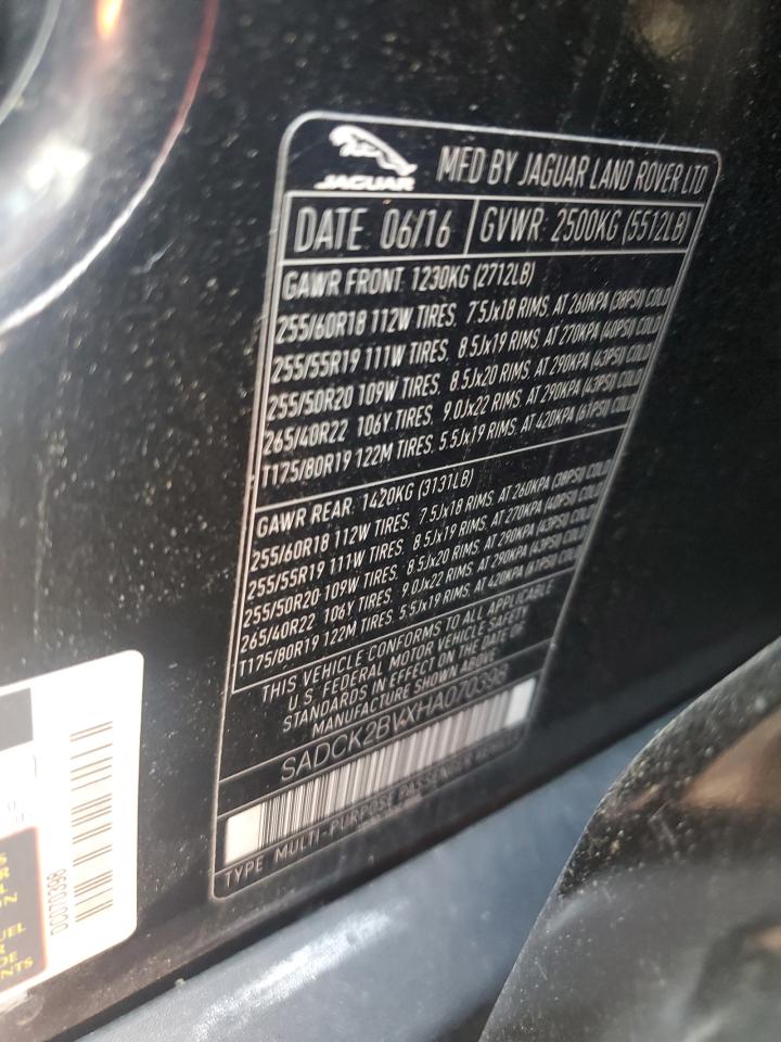 2017 Jaguar F-Pace Prestige VIN: SADCK2BVXHA070398 Lot: 71159855