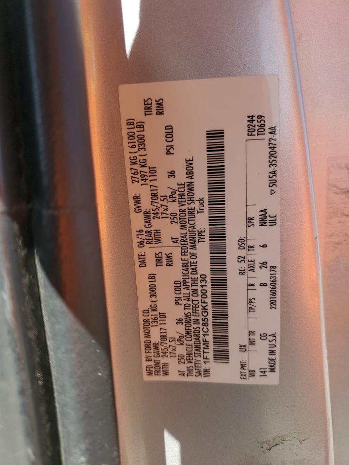 2016 Ford F150 VIN: 1FTMF1C85GKF00130 Lot: 80991955