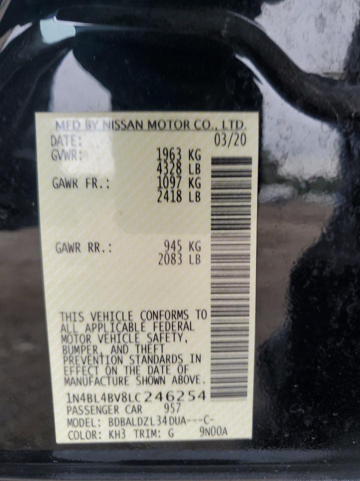 2020 Nissan Altima S VIN: 1N4BL4BV8LC246254 Lot: 81931695