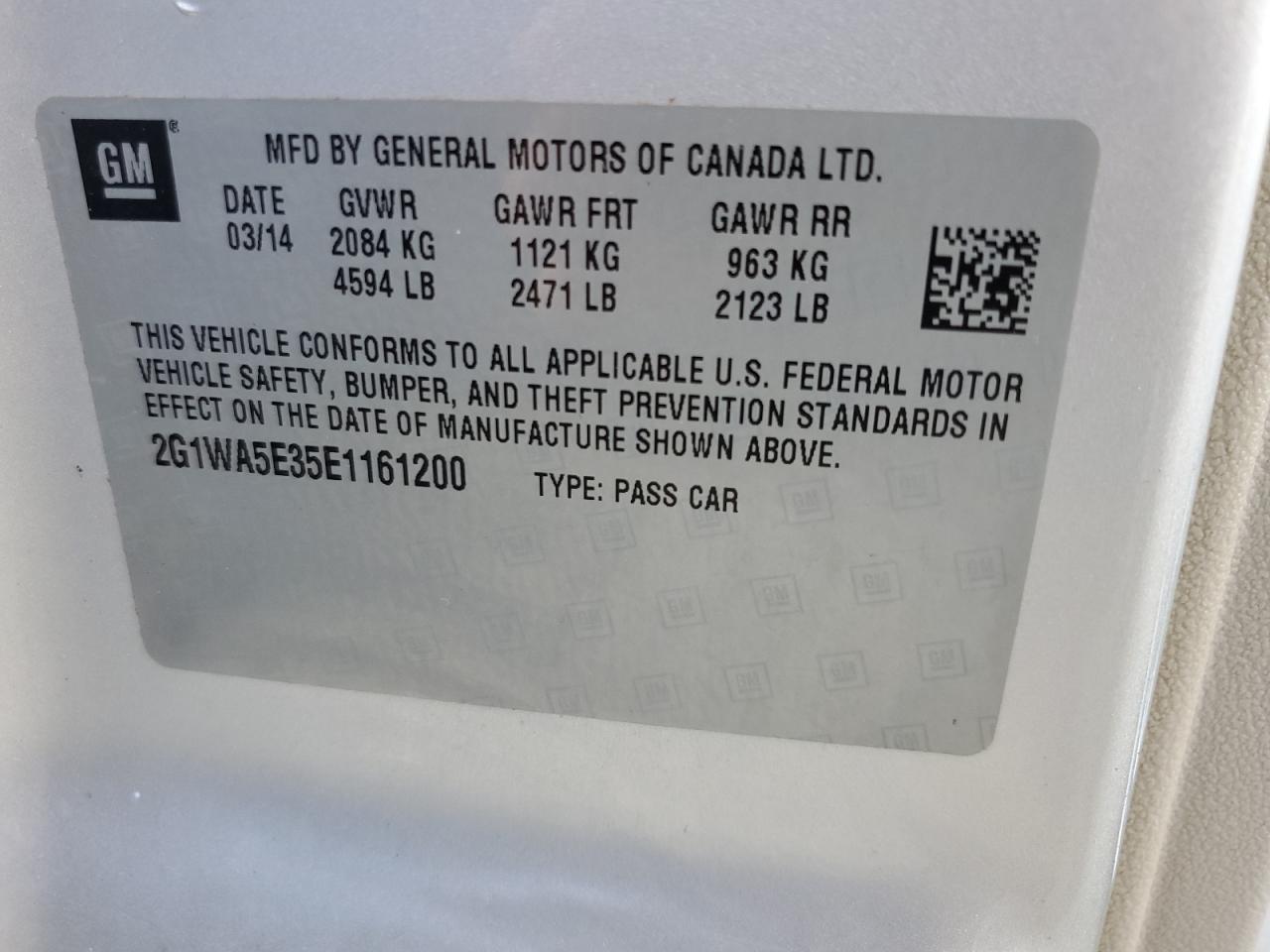 2014 Chevrolet Impala Limited Ls VIN: 2G1WA5E35E1161200 Lot: 71323515