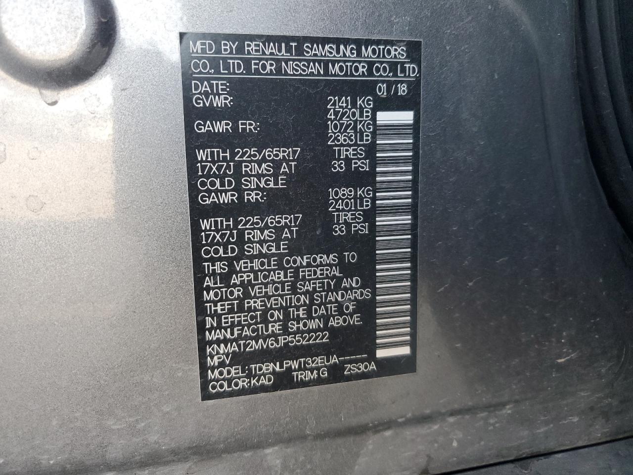 2018 Nissan Rogue S VIN: KNMAT2MV6JP552222 Lot: 81113035