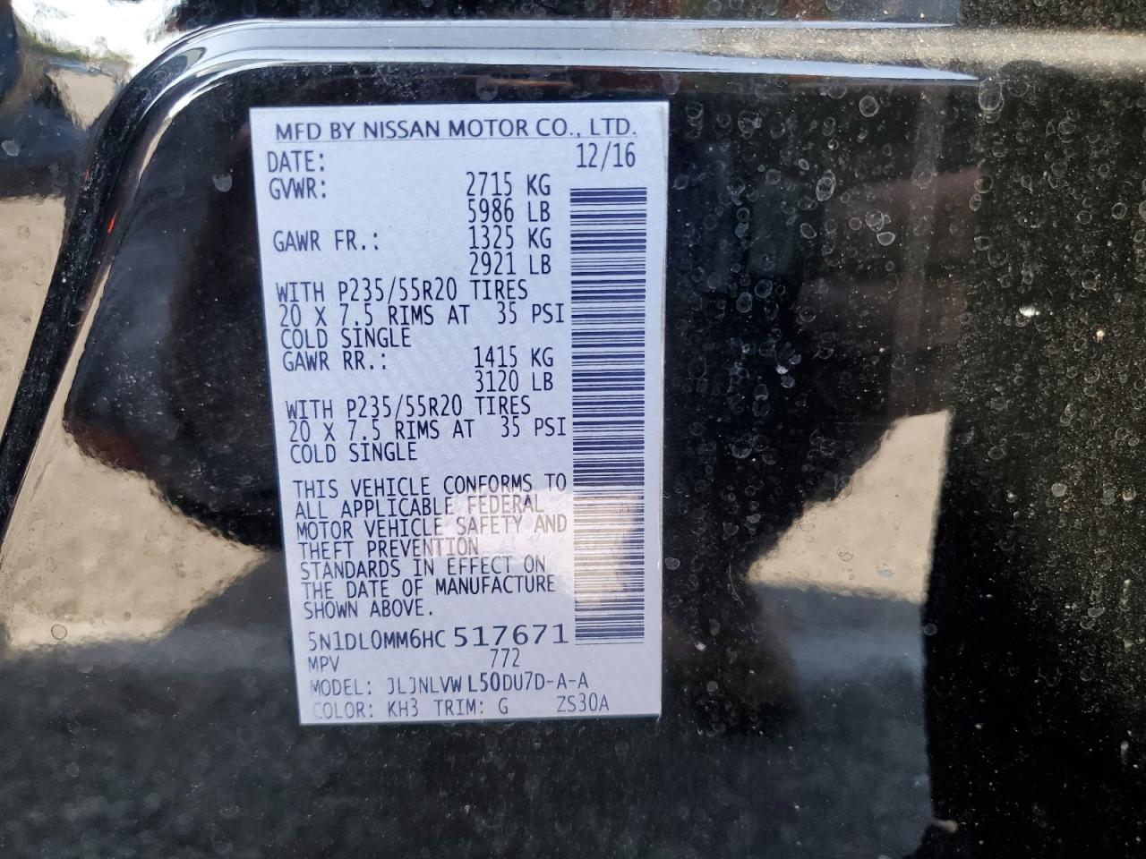 2017 Infiniti Qx60 VIN: 5N1DL0MM6HC517671 Lot: 84421235