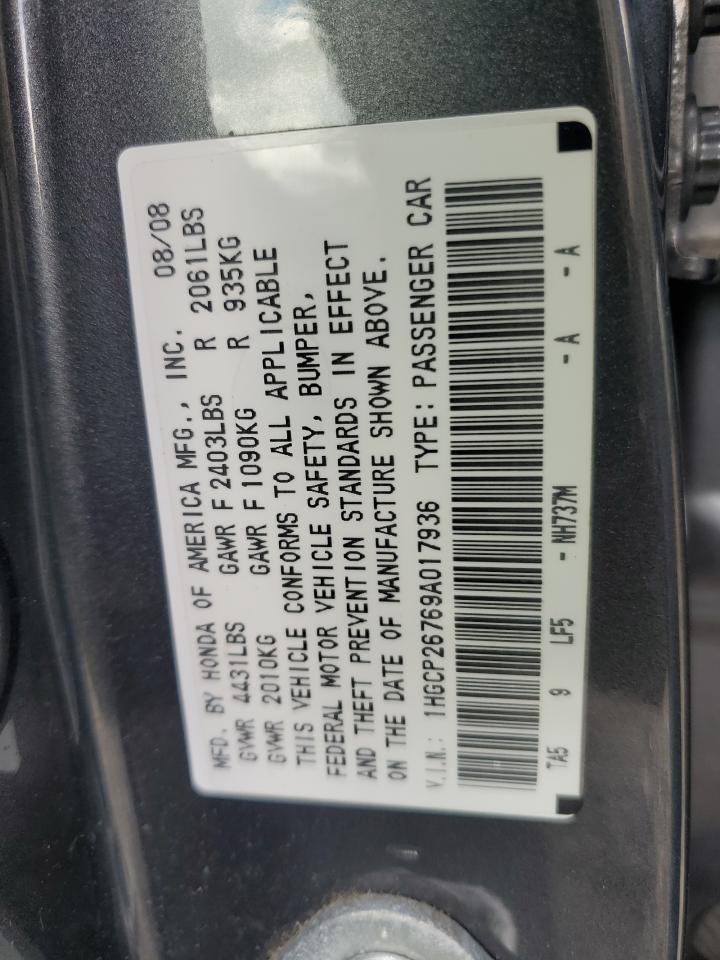 2009 Honda Accord Ex VIN: 1HGCP26769A017936 Lot: 71165085