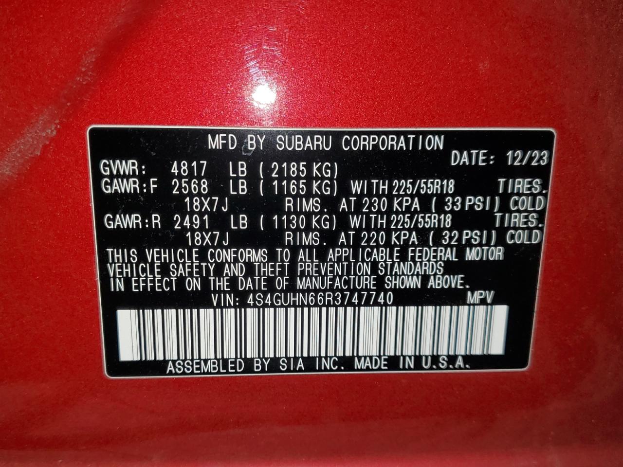 2024 Subaru Crosstrek Limited VIN: 4S4GUHN66R3747740 Lot: 81843575