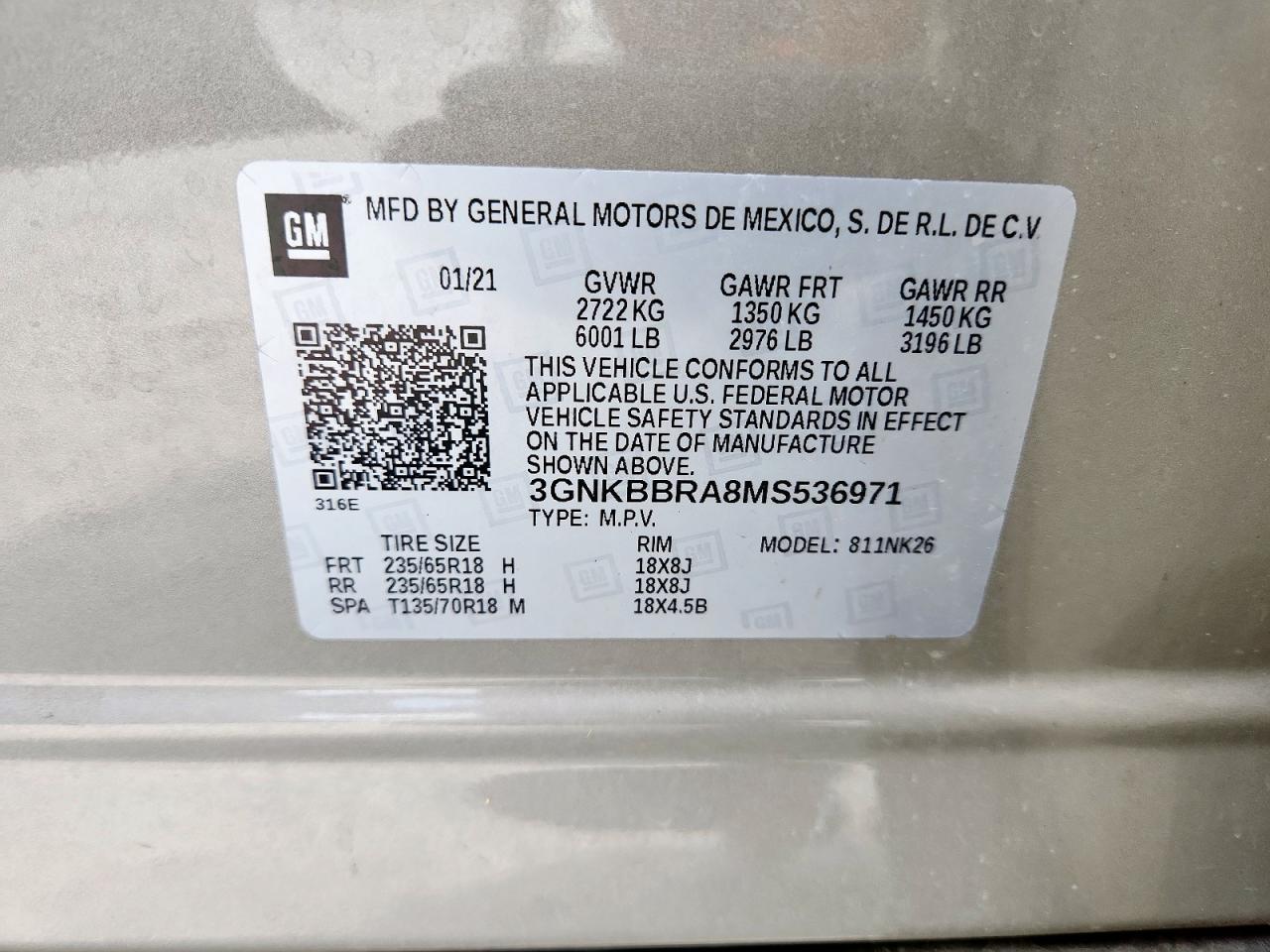 2021 Chevrolet Blazer 1Lt VIN: 3GNKBBRA8MS536971 Lot: 81581115