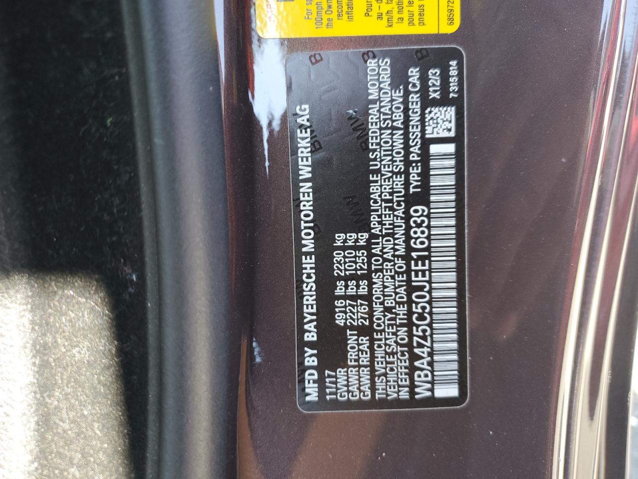 2018 BMW 440I VIN: WBA4Z5C50JEE16839 Lot: 81675165