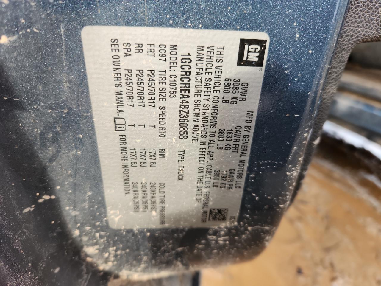 2011 Chevrolet Silverado C1500 Ls VIN: 1GCRCREA4BZ360858 Lot: 81796555