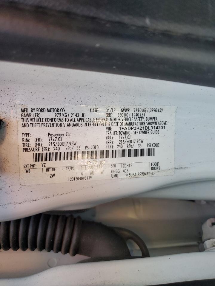 2013 Ford Focus Se VIN: 1FADP3K21DL314201 Lot: 81550335