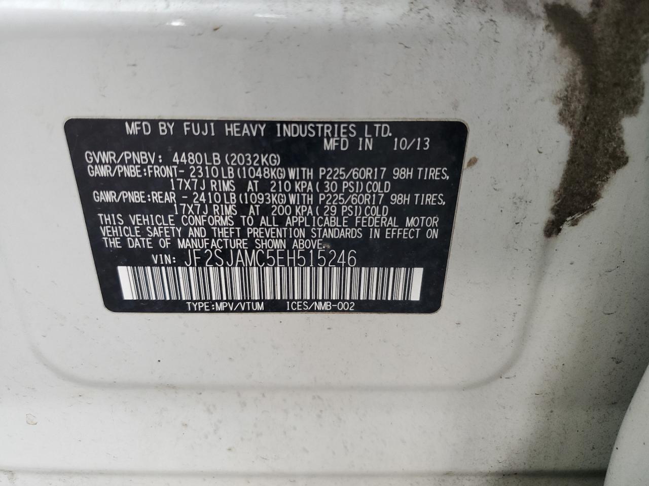 2014 Subaru Forester 2.5I Touring VIN: JF2SJAMC5EH515246 Lot: 80527785