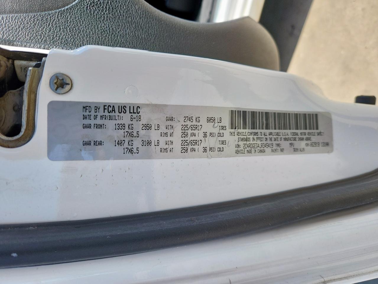 2018 Dodge Grand Caravan Gt VIN: 2C4RDGEG4JR345419 Lot: 83959335