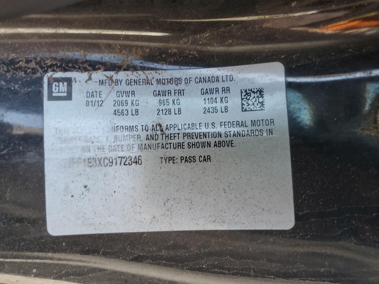 2012 Chevrolet Camaro Lt VIN: 2G1FF1E3XC9172346 Lot: 81686605