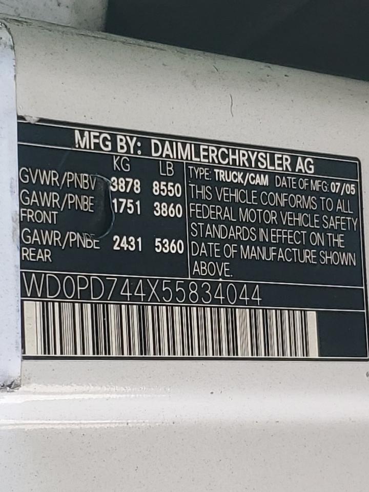 2005 Dodge Sprinter 2500 VIN: WD0PD744X55834044 Lot: 86240575